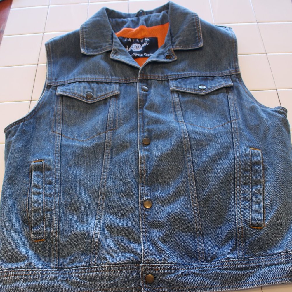 Jafrum Motorcycle Gear Denim Vest Size XL